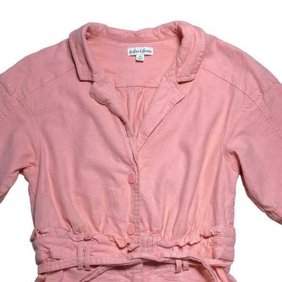 For Love & Lemons Pink Millie Linen Blend Romper in Mango US XS - Picture 4 of 9
